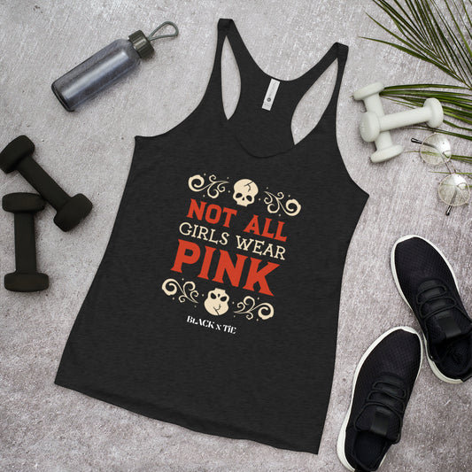 Black NOT Pink Women's Racerback Tanker x BlACK TiE